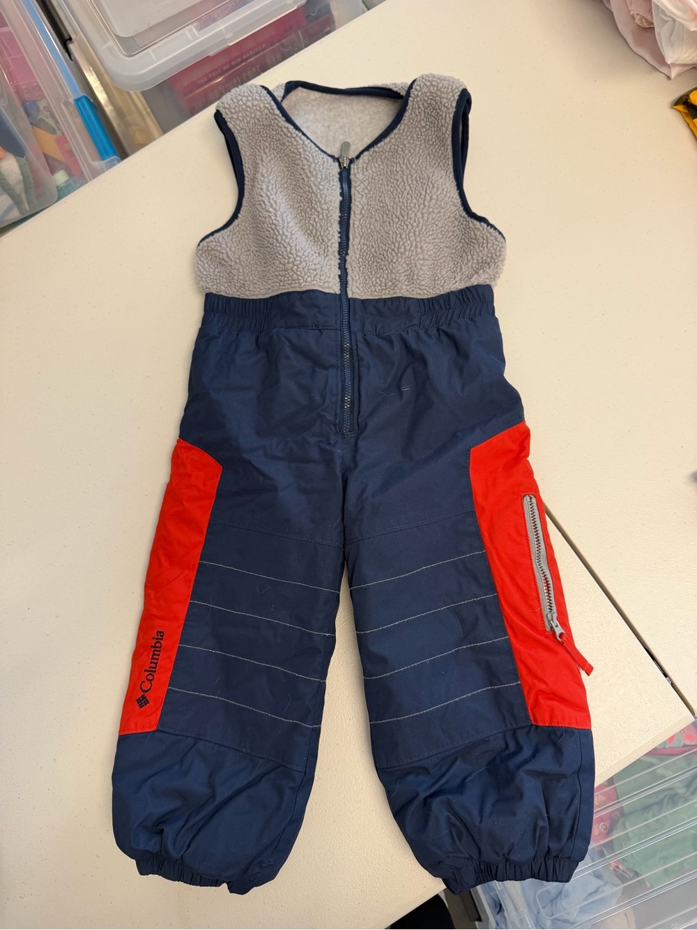 Columbia Navy and Red Insulated Kids Overalls